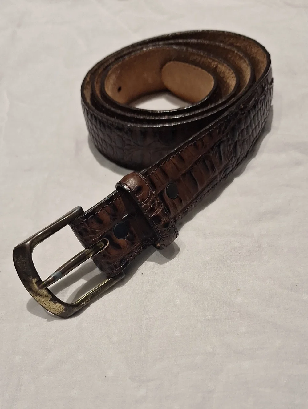 Tony Lama Men's Brown Croc-Embossed Leather Belt